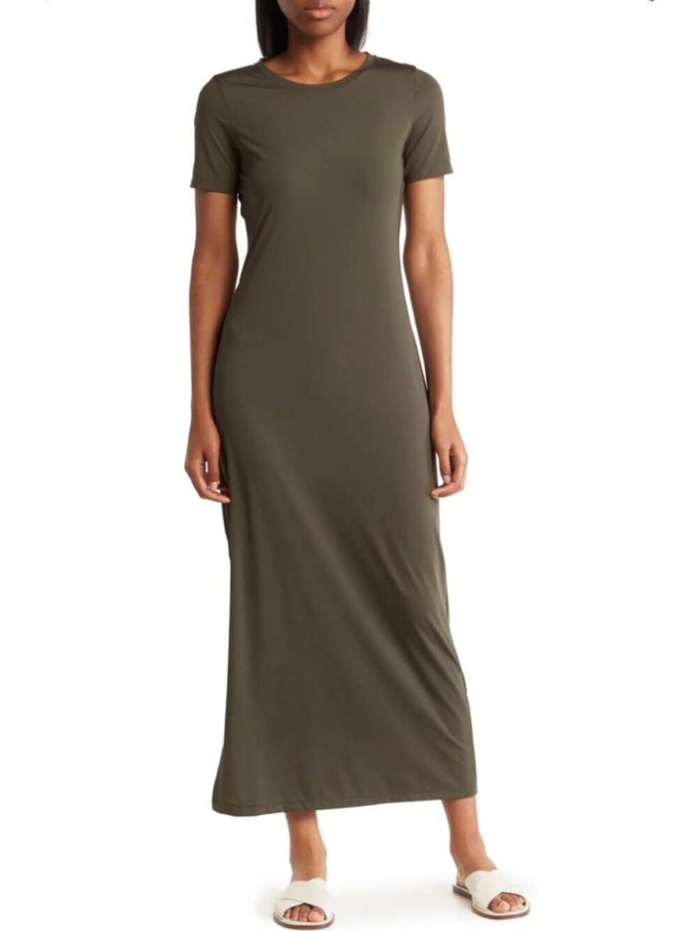 Theory Cherryal Travel Jersey Maxi Dress In Spanish Green S